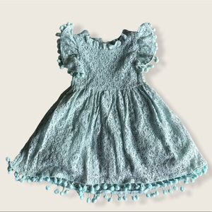 Toddler Girl Lace Dress 2T Mint Blue Pompom